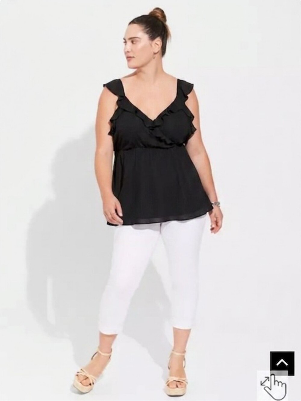 torrid Black Ruffle V-Neck Tank Top